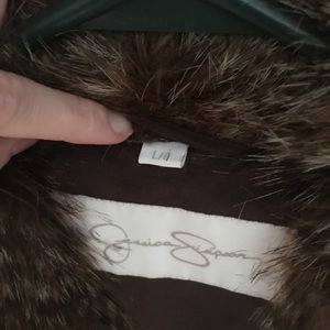 Suede fur-collared winter coat